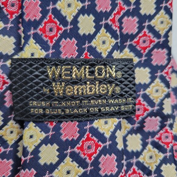 Vintage 70s WEMLON by Wembley Geometric Retro Wide Kipper Polyester Neck Tie - Picture 4 of 8